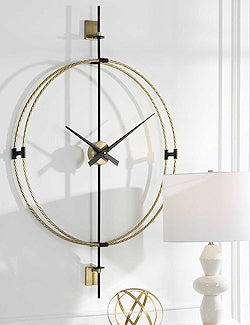 Brass Rigged Contemporary Nautical Wall Clock - Nautical Luxuries