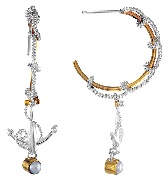 Sea Treasures Nautical Anchor Drop Earrings