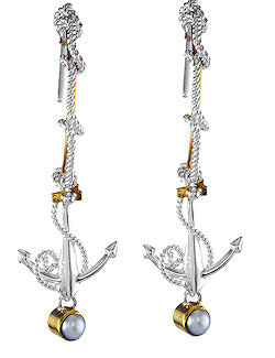 Sea Treasures Nautical Anchor Drop Earrings