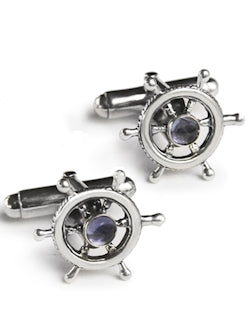 Sterling Silver Ship's Wheel Cufflinks - Nautical Luxuries