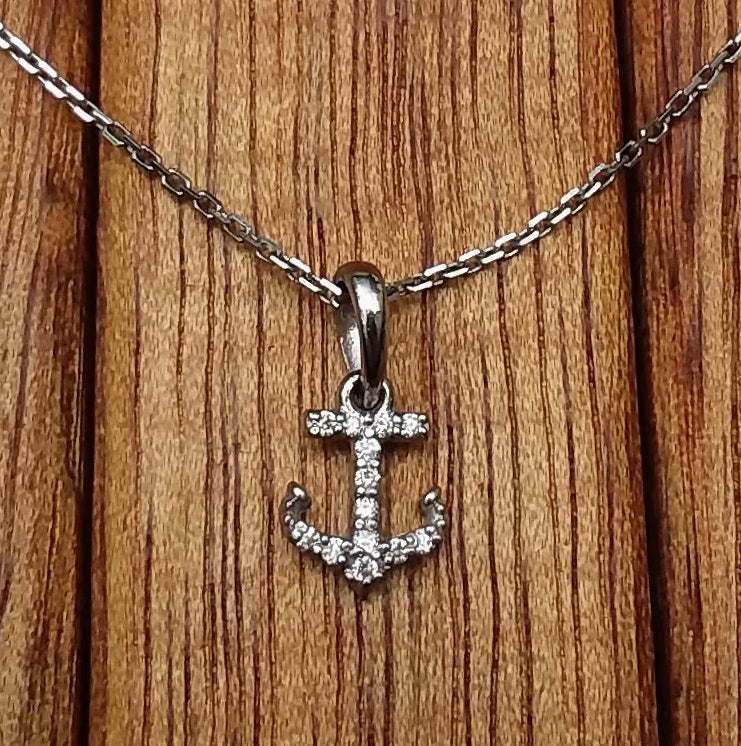 Diamond Studded Anchor Pendants - Nautical Luxuries
