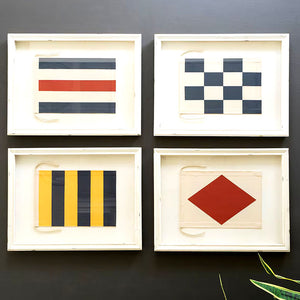 Shabby Chic Nautical Flags Framed Wall Art Set - Nautical Luxuries