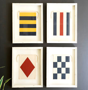 Shabby Chic Nautical Flags Framed Wall Art Set - Nautical Luxuries