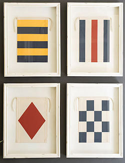 Shabby Chic Nautical Flags Framed Wall Art Set - Nautical Luxuries