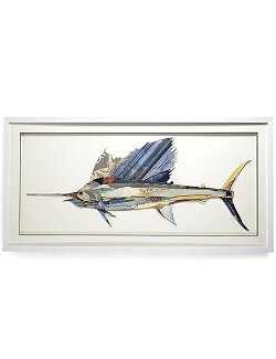 Baja Swordfish Handmade 3-D Framed Paper Collage - Nautical Luxuries