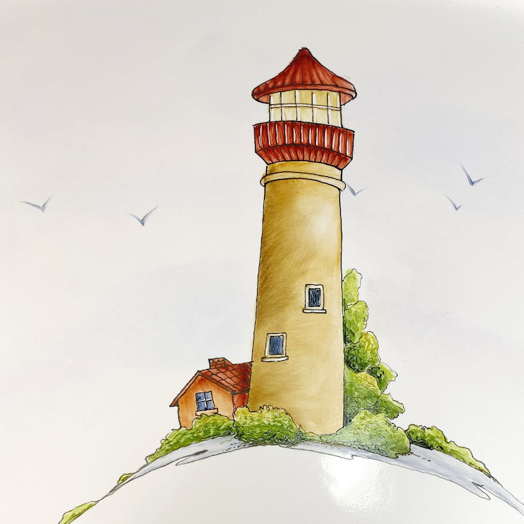 Coastal Lighthouses Hand-Painted Sink - Nautical Luxuries