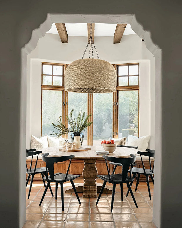 Palecek Augustine Coastal Beach Natural Brown Wicker Outdoor Globe Pendant Rattan Wicker Metal Kathy Kuo Home 061625