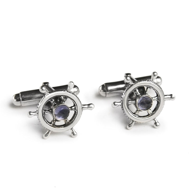 Sterling Silver Ship's Wheel Cufflinks - Nautical Luxuries