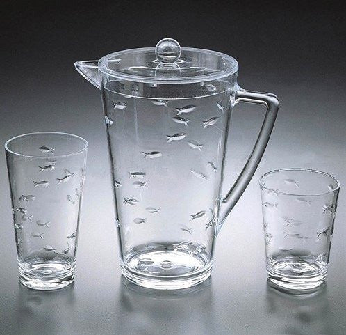 School Of Fish Acrylic Pitcher & Beverage Glass Sets