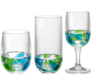Ocean Waters Fracture Acrylic Glass Sets - Nautical Luxuries
