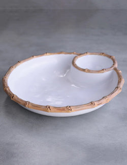 Bali Bamboo Melamine Chip & Dip Server - Nautical Luxuries