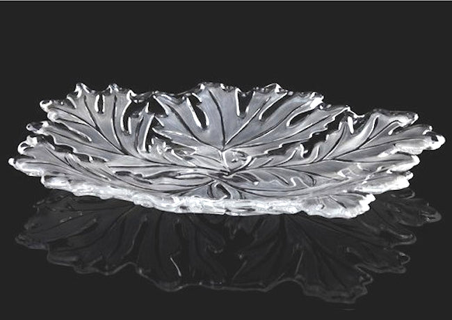 Frosted Leaf Heavy-Weight Acrylic Serving Platter - Nautical Luxuries