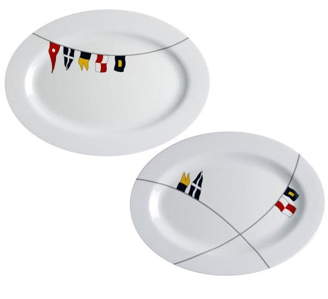 Waving Pennants Non-Breakable 2-Pc. Serving Platter Set - Nautical Luxuries