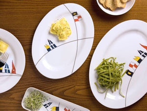 Non-Skid Waving Pennants Dinnerware For Six - Nautical Luxuries