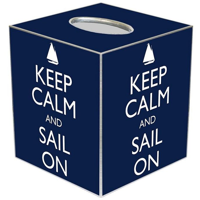 Keep Calm Decoupage Wood Tissue Box - Nautical Luxuries
