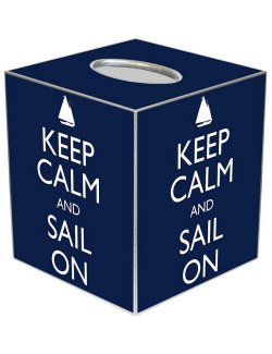 Keep Calm Decoupage Wood Tissue Box - Nautical Luxuries