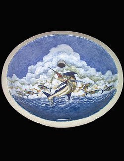 Hand-Painted Leaping Marlin Coastal Sink - Nautical Luxuries