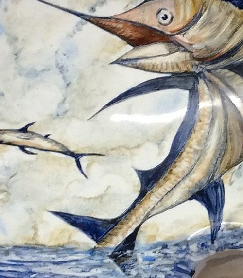 Hand-Painted Leaping Marlin Coastal Sink - Nautical Luxuries