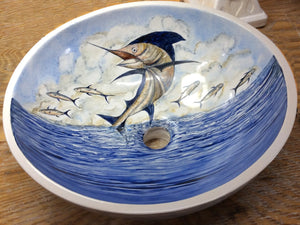 Hand-Painted Leaping Marlin Coastal Sink - Nautical Luxuries