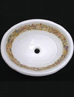 Hand-Painted Seashell Bounty Coastal Sink - Nautical Luxuries