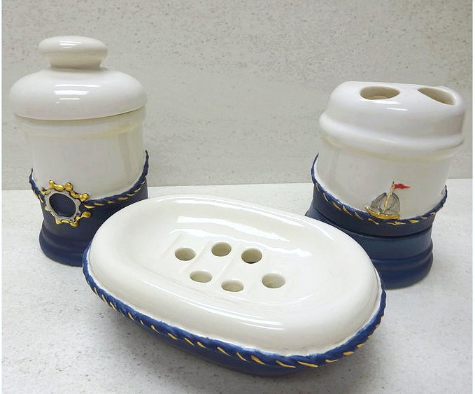 Castaways Hand-Painted Porcelain Bath Accessories - Nautical Luxuries