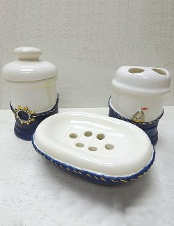 Castaways Hand-Painted Porcelain Bath Accessories - Nautical Luxuries