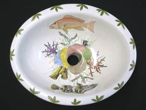 Hand-Painted Reef Life Coastal Sink - Nautical Luxuries