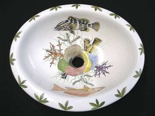 Hand-Painted Reef Life Coastal Sink - Nautical Luxuries