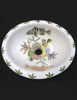 Hand-Painted Reef Life Coastal Sink - Nautical Luxuries