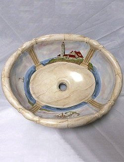 Hand-Painted Lighthouse Nautical Sink - Nautical Luxuries