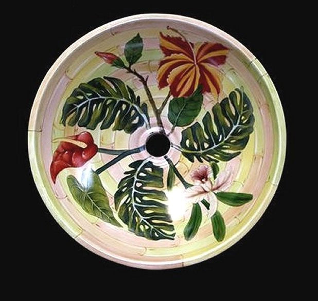 Tropical Hibiscus Coastal Sink - Nautical Luxuries