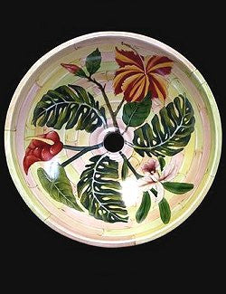 Tropical Hibiscus Coastal Sink - Nautical Luxuries