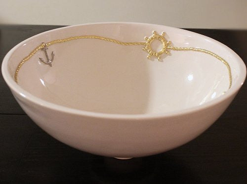 Platinum & Gold Nautical Relief Design Sink - Nautical Luxuries
