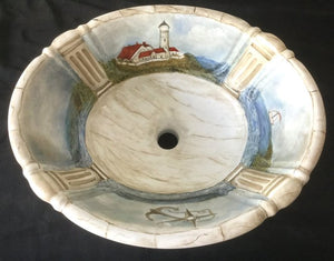 Hand-Painted Lighthouse Nautical Sink - Nautical Luxuries