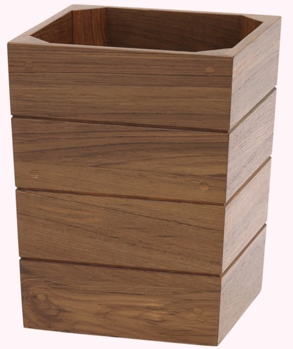 Yachting Teak Collection Solid Wood Wastebasket - Nautical Luxuries