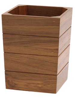 Yachting Teak Collection Solid Wood Wastebasket - Nautical Luxuries