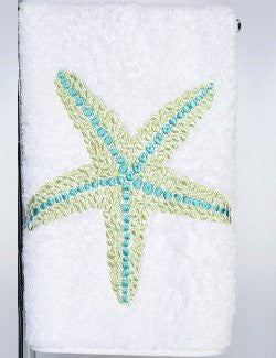 Sea Gem Starfish Embroidered Luxury Terry Towels - Nautical Luxuries