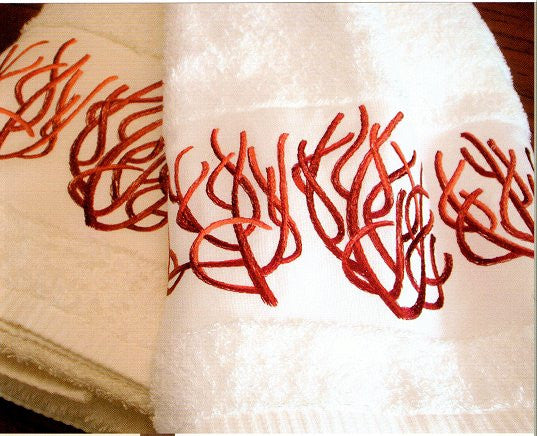 Red Coral Embroidered Quick-Dry Towel Set