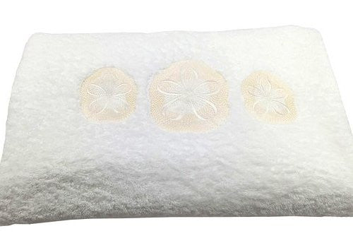 Sanibel Island Embroidered Sand Dollar Towels - Nautical Luxuries