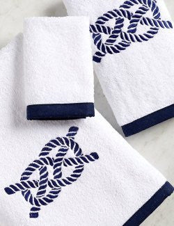 Bias Trim Embroidered Nautical Knot Towel Set - Nautical Luxuries