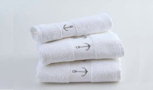 Classic Anchors Embroidered Quick-Dry Towel Sets - Nautical Luxuries