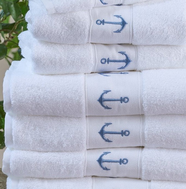 Vdsrup Nautical Anchor Bath Towels Set of 3 Navy Anchors Hand Towel Ocean Sea Summer Towel Washcloth Soft Thin Face Guest Towel Kitchen Tea Dish