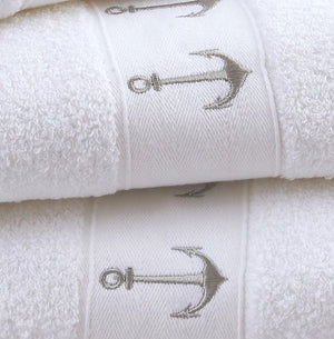 Classic Anchors Embroidered Quick-Dry Towel Sets - Nautical Luxuries