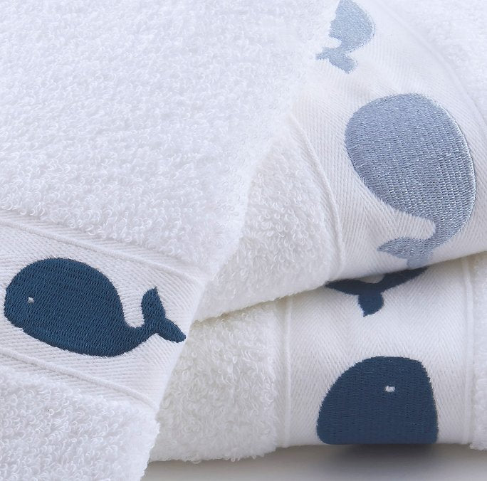 Baby Whales Embroidered Quick-Dry Towel Set - Nautical Luxuries