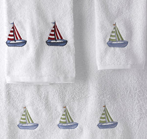Summer Sailboat Embroidered Quick-Dry Towel Set - Nautical Luxuries