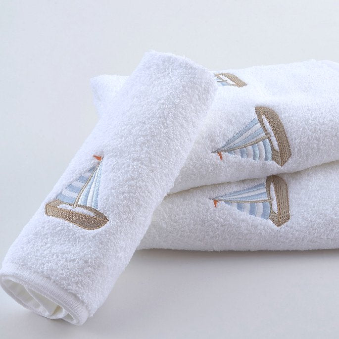 Summer Sailboat Embroidered Quick Dry Towel Set Nautical Luxuries