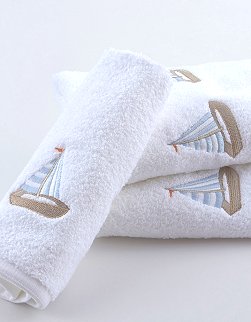 Summer Sailboat Embroidered Quick-Dry Towel Set - Nautical Luxuries