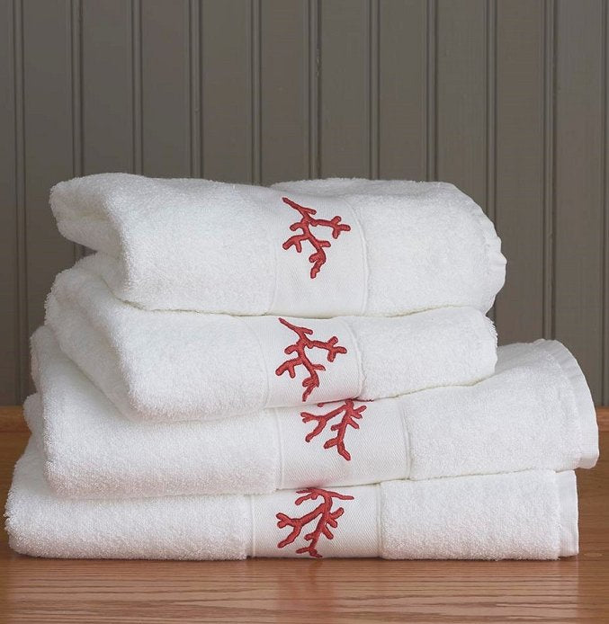 Red Coral Embroidered Quick Dry Towel Set