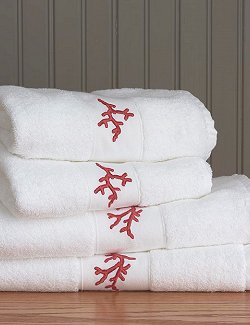 Red Coral Embroidered Quick-Dry Towel Set - Nautical Luxuries
