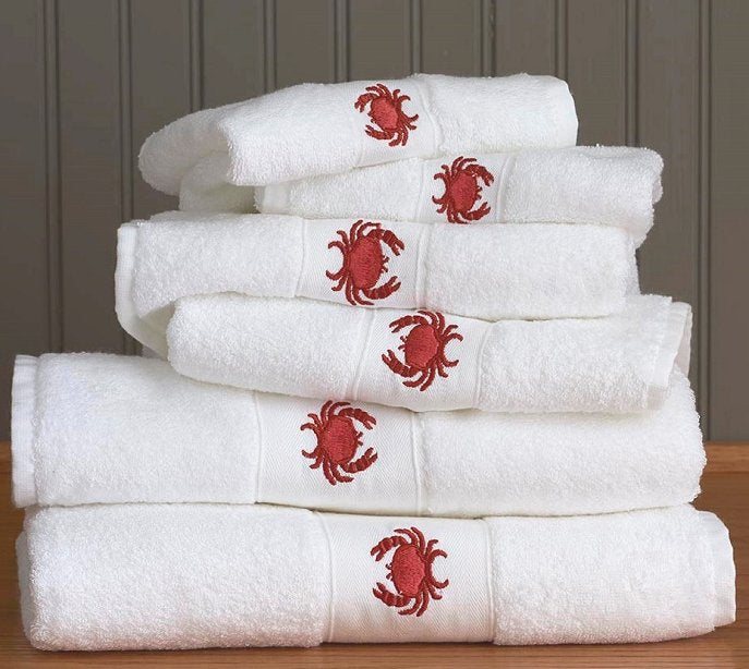 Crab Kitchen Towels, Beach Kitchen Towels, Nautical Kitchen Towels